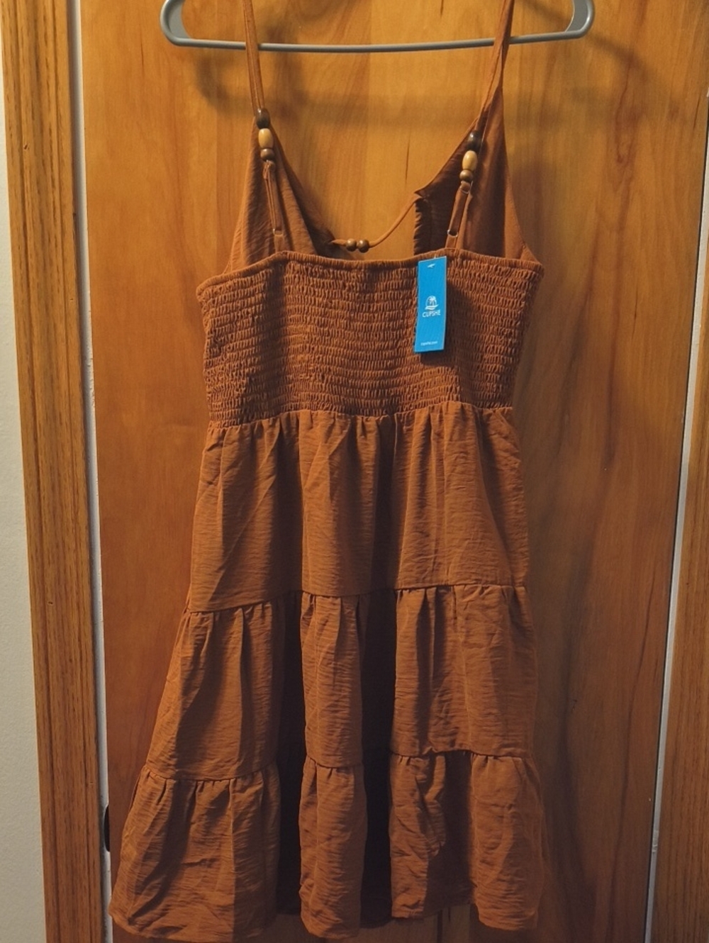 Cupshe Rust-Toned Tiered Spaghetti Strap Midi Dress